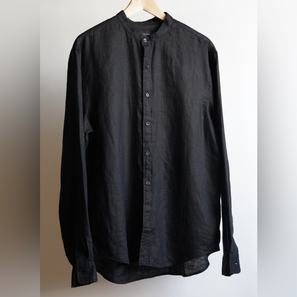 Club Monaco 100% Linen Black Casual Button Down Shirt